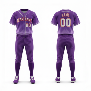 Custom Design <b>Baseball</b> Uniform <b>Set</b> with Button Jersey Pants 100% Polyester Quick Dry & Breathable All Seasons for Team Sports - Product Image 1