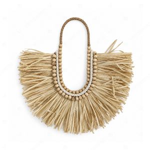 Boho Palm Leaf <b>Wall</b> Hanging Decor U Arch Fringe Hanging Ornament Grass <b>Tapestry</b> Beaded <b>Wall</b> Art Interior Home Decoration - Product Image 2