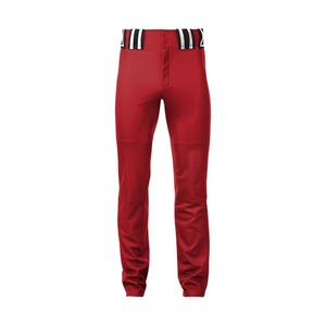 Pantalon de baseball rouge pour homme, couleur unie, polyester, évacuation de l'humidité, braguette zippée, poches, revers rayés, coupe classique, toutes saisons, protection UV - Product Image 2