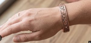 Premium Heritage Lotus Blossom Accent Metallic Therapy Bracelet Fashionable Metal Jewelry Exquisite Design - Product Image 4