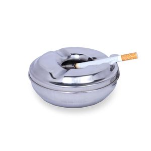 Cendrier en acier inoxydable avec couvercle, porte-cendres pour la maison, le bureau, le bar, accessoires pour fumeurs, argent - Product Image 2