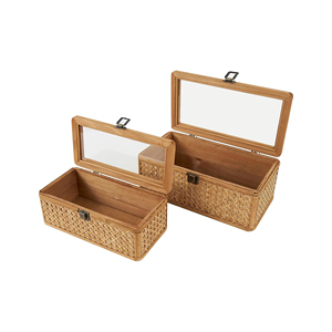 Handmade Natural Rattan Storage <b>Box</b> Low Design Woven Organizer <b>Box</b> Decorative Storage Case Display <b>Box</b> Ideal For Home Storage - Product Image 2