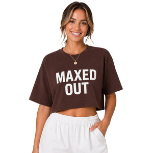 Custom Graphic Tee Women's Shirts Cropped Oversized Casual Loose Fit Streetwear Summer Cotton Boxy Crop <b>Top</b> Custom Print T-Shirt - Product Image 1