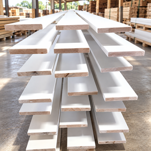 Tablas de Madera de Caucho con Juntas Dentadas, Imprimadas en Blanco, Acabado Liso, Diseño Escandinavo, Garantía de 3 Años para Molduras y Puertas - Product Image 1