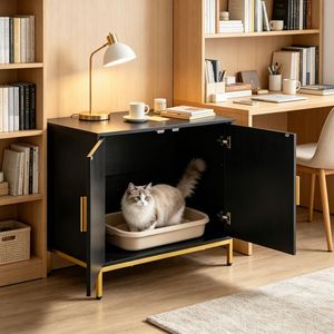 Lussuosa Cassetta per Gatti Ecologica in Legno, Grande Capacità, Forma Rettangolare, Facile da Pulire, per Soggiorno, con Funzione PC - Product Image 6