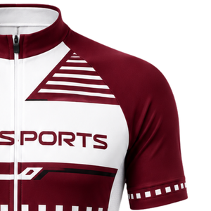 Maillot de cyclisme blanc bordeaux à manches courtes, fermeture éclair intégrale, séchage rapide, respirant, pour vélo de route, entraînement de performance, vêtements de sport - Product Image 3