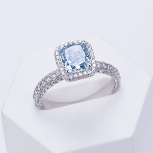 Women's Cushion Cut Luxury Engagement Ring 18K White Gold Pave Setting Classic Style Fine Jewelry - Product Image 2