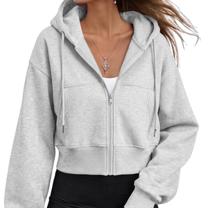 Custom Women Cropped Hoodie Pullover Fleece Sweatshirt Casual Fitness Streetwear Front Custom Color OEM ODM Private Label - Product Image 6