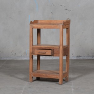 Mesa de Noche de Madera de Teca de la Mejor Colección, Mesa Auxiliar de Estilo Antiguo con Arte del Himalaya - Product Image 1