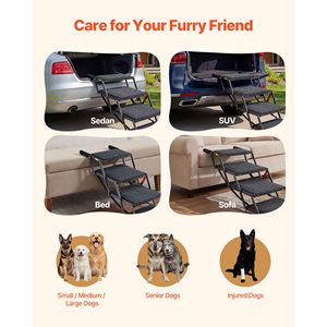 Extra Wide Foldable <b>Dog</b> Stairs <b>for</b> <b>Car</b> 4 Steps Non Slip Rug Surface Portable Lightweight Pet <b>Ramp</b> <b>for</b> Medium <b>Dogs</b> - Product Image 6