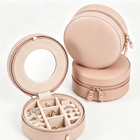 Étui de voyage cylindrique haut de gamme pour bijoux avec fermeture éclair et fenêtre, pochette d'emballage personnalisée pour bijoux