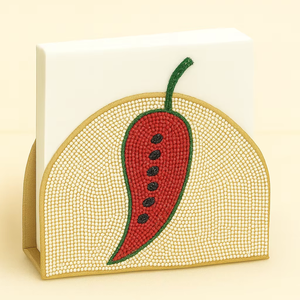 Cubierta para Caja de Pañuelos con Cuentas de Rodaja de Sandía, Soporte para Servilletas con Bordado de Cuentas, Decoración de Mesa con Temática de Frutas, Regalo al por Mayor para Cocina y Restaurante - Product Image 1
