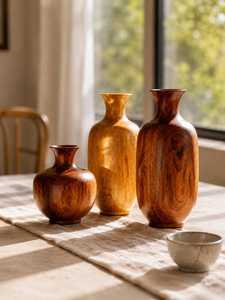 Vase décoratif en bois de manguier au design élégant, modèles personnalisés, vase rond pour fleurs, à prix compétitif pour les vendeurs en ligne - Product Image 5