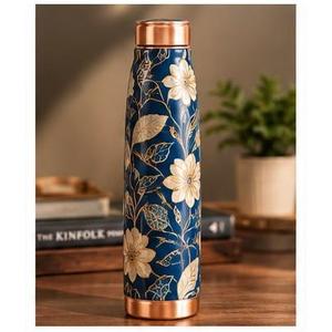Bouteille d'eau en cuivre contemporaine minimaliste avec couvercle marron, base portable, thermos de voyage personnalisé, grande capacité pour la maison, le bureau et le camping - Product Image 4
