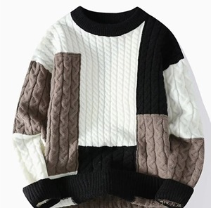 Pull en laine tricoté pour homme, col zippé 1/4, anti-rétrécissement, couleur unie, manches longues, avec logo personnalisé, idéal pour l'automne - Product Image 1