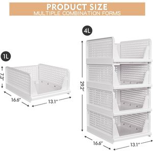 Set di 4 Cesti Impilabili per Armadio, Organizzatori Multifunzionali Pieghevoli per Guardaroba, Contenitori Divisi per Organizzare Vestiti - Product Image 3