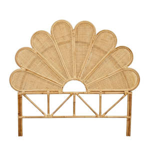 Tête de lit arquée en rotin et osier, motif floral bohème en forme de pétale, vente en gros pour chambres à coucher - Product Image 6