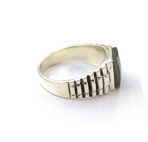Custom Manufacturer 925 Silver Men's <b>Ring</b> Square Cabochon <b>Labradorite</b> Statement Signet Band Anniversary Gift for Him - Product Image 3