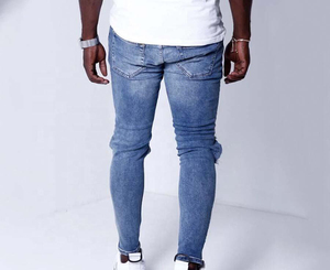Wholesale Quality 2026 Top Trending Men's Slim Fit Distressed Ripped Denim Jeans Mid Waist Cotton Casual Style Spring Wear - Product Image 6