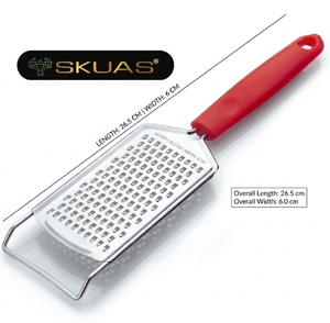 SKUAS Stainless Steel <b>Cheese</b> <b>Grater</b> with Red Plastic Handle 26.5 Cm Length Durable Ergonomic Hand Wash Only Kitchen Tool - Product Image 1