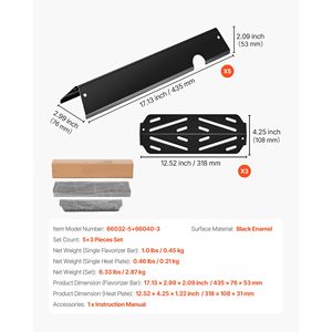Barre Flavorizer/Deflettori di Calore per Weber Genesis II 310 315 335 340 E/S 325s ES/SX 325s, Ricambio per Griglia a Carbone 17 Pollici - Product Image 2
