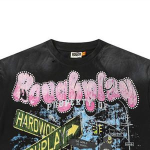 Camiseta Deportiva Corta de Verano, Ajustada, 100% Algodón, Tejido de Punto, Estampado Digital con Tinta Blanca, Decorada con Pedrería - Product Image 2