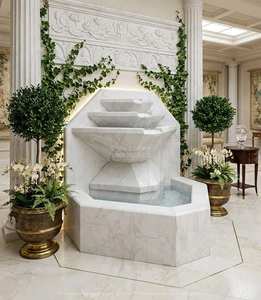 Fontaine murale extérieure en marbre blanc sculpté à la main, moderne, écologique, résistante au feu et durable - Product Image 2