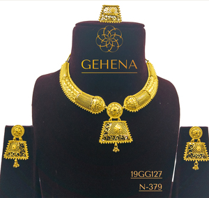 Designer 24K Gold Plated Brass Fashion Jewelry Set Elegant 5 Gramme Choker Short Long Necklace Earrings Custom Sexy Ring for - Product Image 1