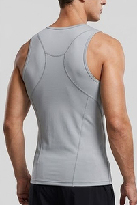 Customized Breathable Knitted Compression Tank <b>Top</b> Embroidery for Men's Sportswear Running Base <b>Layer</b> Vest Bodybuilding Workout - Product Image 4