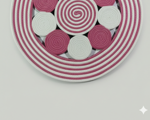 พรมและพรมปูพื้นทรงกลมถักจากเชือกฝ้ายผลิตด้วยเครื่องจักร เป็นมิตรกับสิ่งแวดล้อมและเหมาะสำหรับสัตว์เลี้ยง ใช้ตกแต่งห้องโถงและห้องนั่งเล่น - Product Image 2