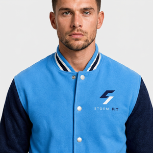 Blouson universitaire unisexe personnalisé bleu marine en laine/cuir polaire décontracté hiver coupe régulière col montant respirant coupe-vent haute performance - Product Image 3