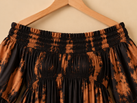 Robe longue tie-dye épaules dénudées pour femme, style bohème, manches lanternes, en mousseline ample, pour l'été et la plage, taille élastique, ourlet évasé
