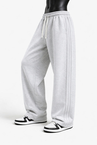 <b>Men</b> Wide Leg Sweatpants Pintuck Design Elastic Waist Drawstring Fleece <b>Lounge</b> <b>Pants</b> OEM Wholesale <b>Men's</b> <b>Pants</b> - Product Image 3