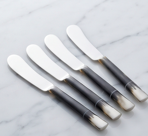 Ensemble de 4 couteaux à fromage en acier inoxydable avec manche moucheté foncé, outils pour plancher le fromage, pour une utilisation en cuisine - Product Image 3