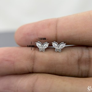 Boucles d'oreilles papillon en moissanite, bijoux minimalistes à taille marquise, clous d'oreilles papillon délicats - Product Image 3