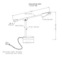 Lampu Meja Logam Minimalis Modern LED 5W 3000K Putih Hangat IP20 Kap Lampu Kerucut yang Dapat Disesuaikan AC Dimmable untuk Lampu Baca Kamar Tidur