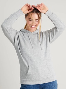 Sudadera con Capucha de Forro Polar Gris para Mujer, Corte Regular, Color Sólido, Informal, con Bolsillo, para Otoño, Ropa Deportiva - Product Image 6