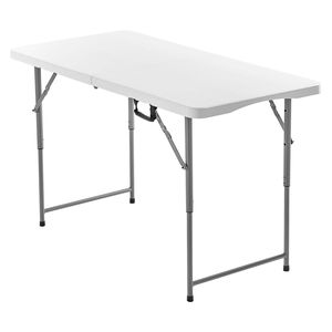 4 Ft Heavy Duty Folding <b>Table</b> Portable Indoor/<b>Outdoor</b> <b>Plastic</b> Rectangle Utility Half-fold Adjustable Height for Picnics - Product Image 4