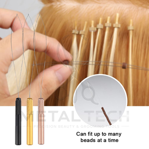 Removable Wire Loop Hair Extension Looper Tool Micro Beads <b>Threader</b> Pulling Hook Handle Set Feather Extension Hairdressing - Product Image 3