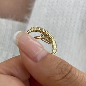แหวนเพชรทรงมาร์คีส์และทรงกลมแบบเปิด 14K ทองคำขาว แหวนหมั้นทันสมัย แหวนแต่งงานเรียบง่าย ของขวัญสำหรับผู้หญิง - Product Image 2
