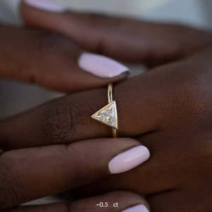 Women's 14k Gold Triangle Cut Diamond <b>Ring</b> Minimalist Engagement Jewelry - Product Image 3