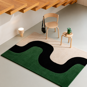 Tapis moderne abstrait en laine/soie réversible vert et noir, rectangulaire, tufté, moelleux, antidérapant, pour la prière, les voyages et la chambre à coucher - Product Image 5