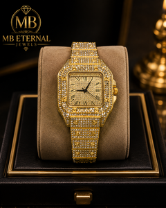นาฬิกาหรู MB ETERNAL รุ่น Luxury Diamond ตัวเรือนทรงเหลี่ยม 30 มม. สายทองเหลืองสีเหลือง หน้าปัดเลขโรมัน ระบบควอตซ์ ตัวล็อคแบบ Deployment Clasp - Product Image 1