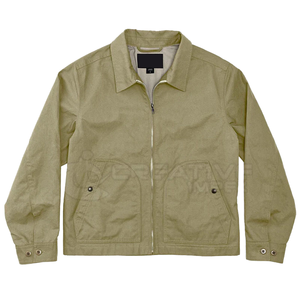 Wholesale 100% Cotton Casual <b>Covered</b> <b>Button</b> Eco-Friendly Winter Varsity Jacket Unisex Breathable Quick Dry Stand Collar - Product Image 1