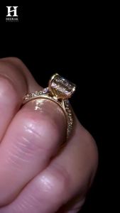Custom Radiant Cut Moissanite Ring Hidden Halo Design Gold Pave Diamond Band Bridal Engagement Ring - Product Image 4