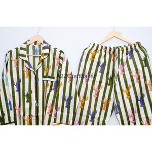 Conjunto de Pijama de Dos Piezas para Mujer, Manga Larga, Estampado Floral, Algodón, Tejido de Punto Transpirable y Cómodo, Cintura Elástica - Product Image 6