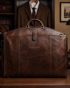 Sac de Voyage en Cuir Premium pour Vêtements, Fait Main, Porte-Costume, Fermeture Éclair Robuste, Décontracté, Simple, pour Voyages d'Affaires - Product Image 3