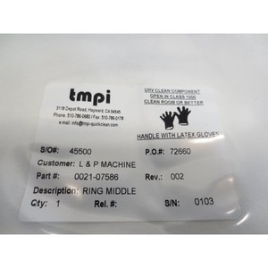 AMAT 0021-07586 ANILLO, PURGE INTERMEDIO SST, 300MM TXZ - Equipo y piezas de semiconductores de confianza de Trusted Global Legacy - Product Image 1