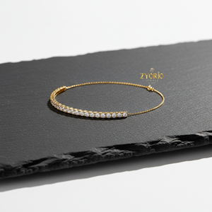 Bracelet tennis classique en or avec diamants, plaqué argent sterling, diamants de laboratoire, cadeau élégant et luxueux pour femme, pour mariage ou soirée - Product Image 1