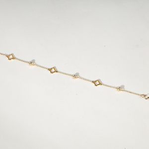 Bracelet délicat en or massif 14 carats avec trèfle ouvert, diamants naturels et de laboratoire, bijou d'amitié, cadeau d'anniversaire pour femme - Product Image 5